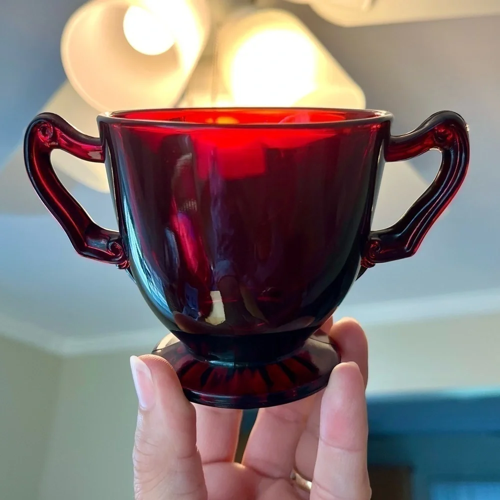 Vintage Anchor Hocking Royql Ruby Red Open Sugar Dish